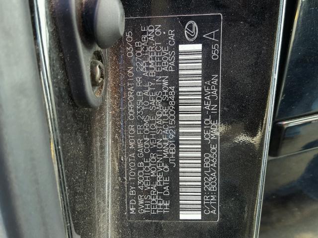 JTHBD192150098484 - 2005 LEXUS IS 300 BLACK photo 10