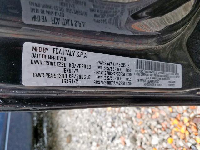 ZFBHRFAB9K6M42242 - 2019 RAM PROMASTER 黑色 照片 10