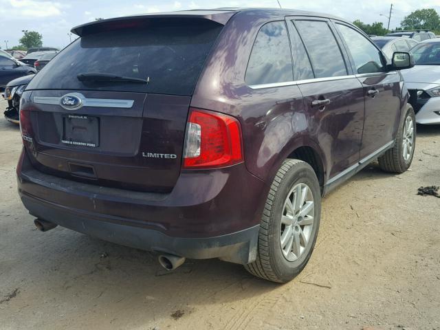 2FMDK3KC8BBA39842 - 2011 FORD EDGE LIMIT MAROON photo 4