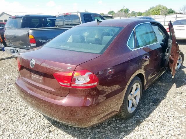 1VWBP7A36DC093517 - 2013 VOLKSWAGEN PASSAT SE MAROON photo 4