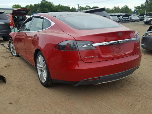 5YJSA1E47FF118578 - 2015 TESLA MODEL S RED photo 3