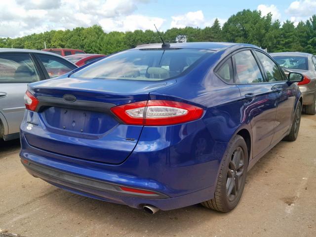 3FA6P0H75DR137146 - 2013 FORD FUSION SE BLUE photo 4