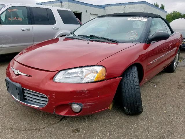 1C3EL55R52N295401 - 2002 CHRYSLER SEBRING LX RED photo 2