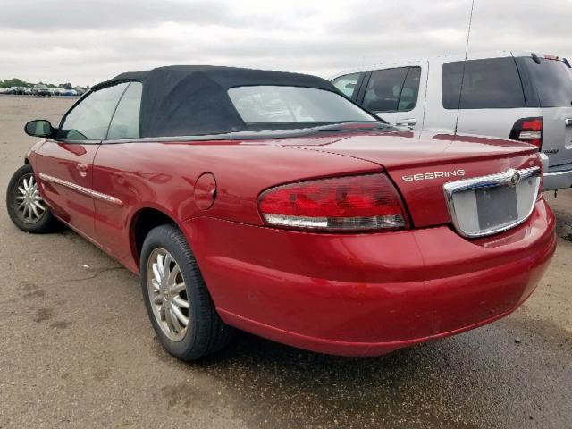 1C3EL55R52N295401 - 2002 CHRYSLER SEBRING LX RED photo 3