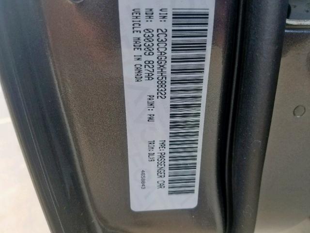 2C3CCAGGXHH588322 - 2017 CHRYSLER 300 S GRAY photo 10