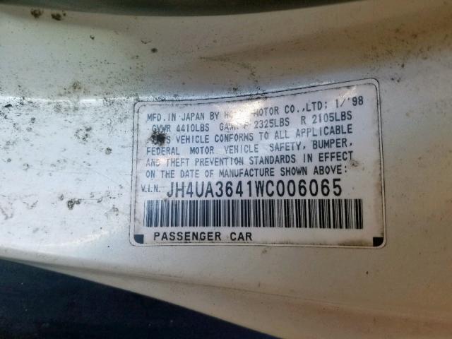 JH4UA3641WC006065 - 1998 ACURA 3.2TL WHITE photo 10