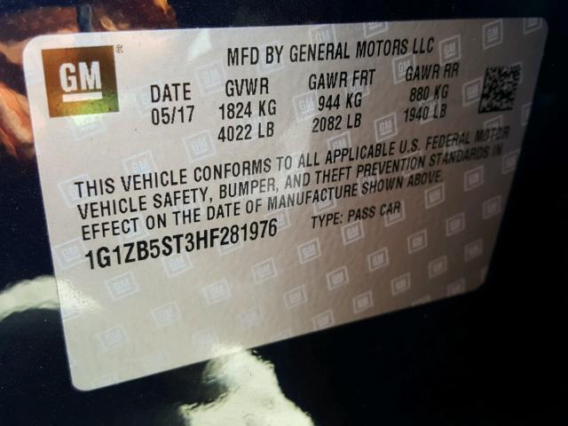 1G1ZB5ST3HF281976 - 2017 CHEVROLET MALIBU LS Mavi foto 10