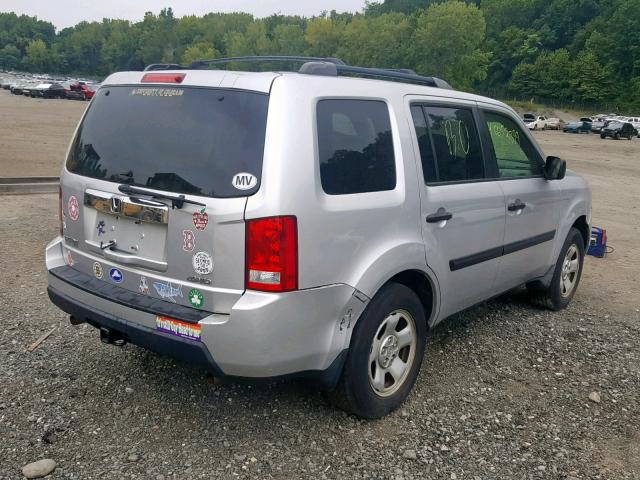 5FNYF48279B053985 - 2009 HONDA PILOT LX SILVER photo 4