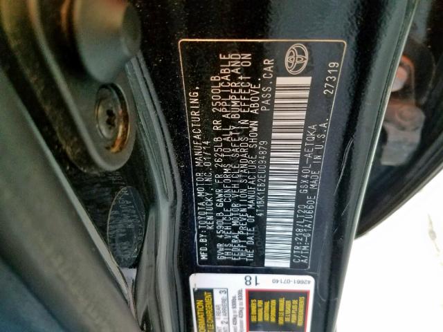 4T1BK1EB2EU094879 - 2014 TOYOTA AVALON BAS BLACK photo 10