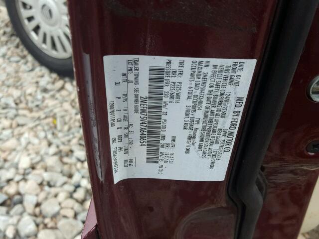 2MEFM75V47X640654 - 2007 MERCURY GRAND MARQ BURGUNDY photo 10