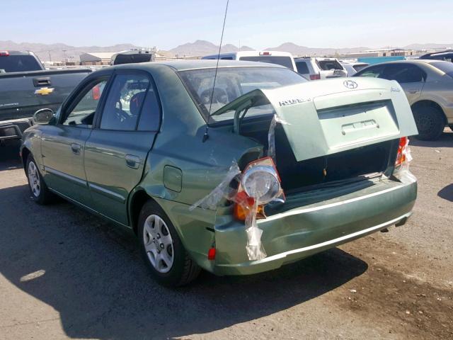 KMHCG45C65U613870 - 2005 HYUNDAI ACCENT GL GREEN photo 3