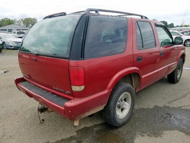 1GNCS13W8V2178660 - 1997 CHEVROLET BLAZER BURGUNDY photo 4