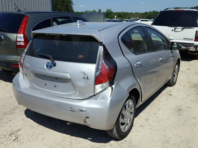 JTDKDTB3XF1088774 - 2015 TOYOTA PRIUS C SILVER photo 4