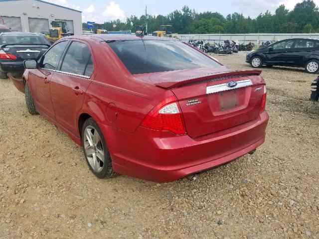 3FAHP0KC5AR348230 - 2010 FORD FUSION SPO RED photo 3