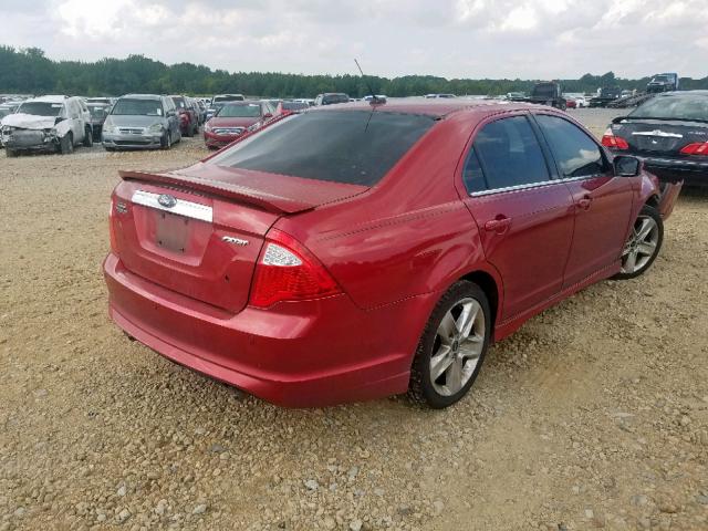 3FAHP0KC5AR348230 - 2010 FORD FUSION SPO RED photo 4