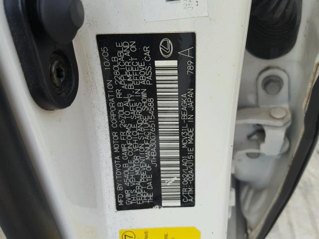 JTHBA30G765154588 - 2006 LEXUS ES 330 WHITE photo 10