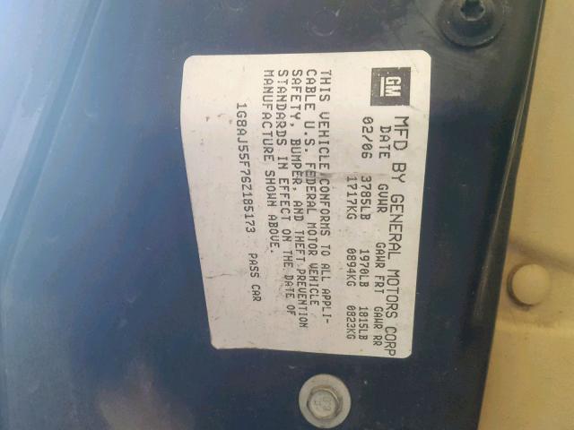 1G8AJ55F76Z185173 - 2006 SATURN ION LEVEL BLACK photo 10