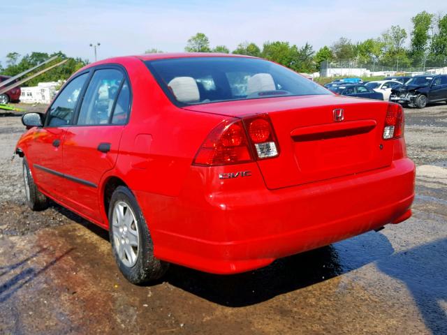 1HGES16335L008656 - 2005 HONDA CIVIC DX V RED photo 3