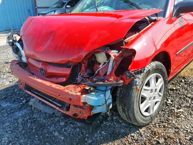 1HGES16335L008656 - 2005 HONDA CIVIC DX V RED photo 9