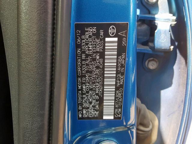 JTDKDTB32C1014048 - 2012 TOYOTA PRIUS C BLUE photo 10