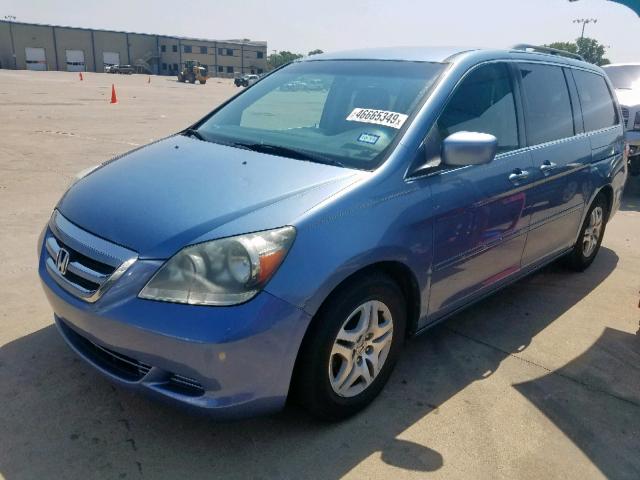 5FNRL38466B079241 - 2006 HONDA ODYSSEY EX BLUE photo 2