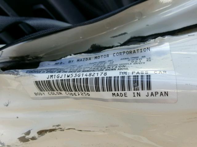 JM1GJ1W53G1482178 - 2016 MAZDA 6 GRAND TO WHITE photo 10