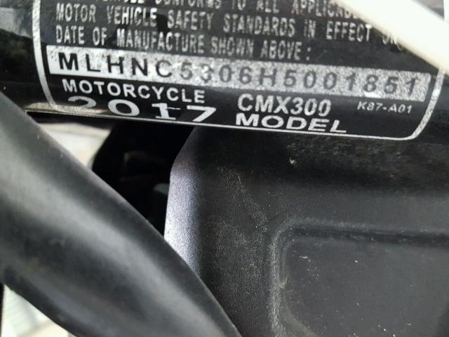 MLHNC5306H5001851 - 2017 HONDA CMX300 BLACK photo 19