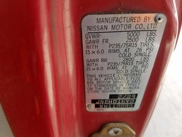 JN8HD16Y0KW110898 - 1989 NISSAN PATHFINDER RED photo 10