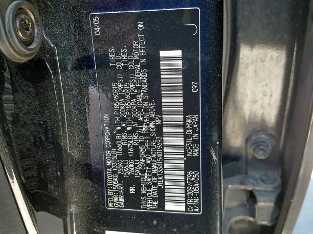 JTLKT334154019693 - 2005 TOYOTA SCION XB 黑色 照片 10