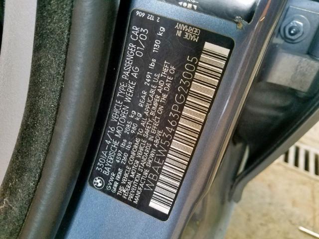 WBAEW53463PG23005 - 2003 BMW 330 XI BLUE photo 10