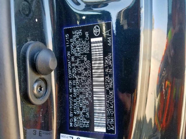 JTKJF5C70GJ020559 - 2016 TOYOTA SCION TC ლურჯი ფოტო 10