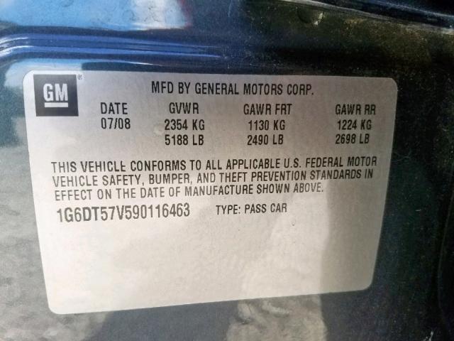 1G6DT57V590116463 - 2009 CADILLAC CTS HI FEA GRAY photo 10