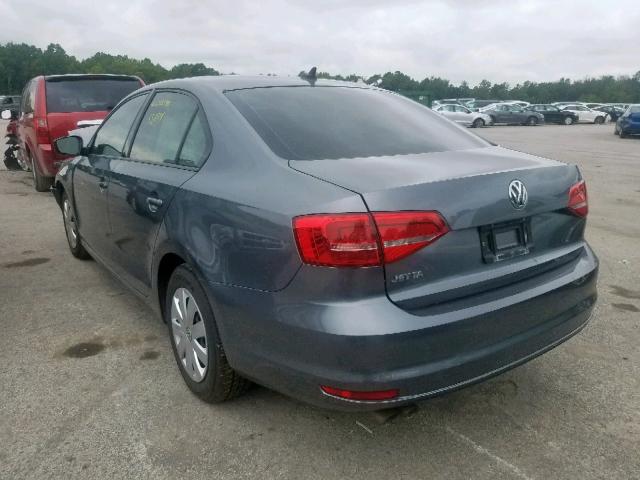 3VW2K7AJ6FM260599 - 2015 VOLKSWAGEN JETTA BASE GRAY photo 3