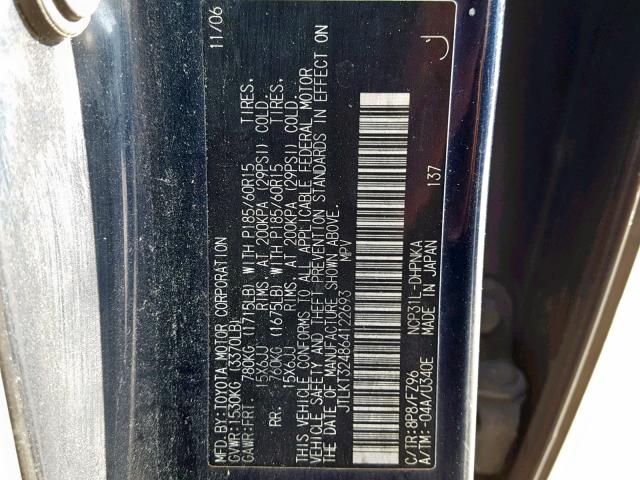 JTLKT324864122693 - 2006 TOYOTA SCION XB 黑色 照片 10