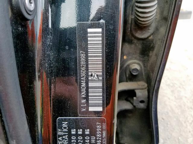 KNADM4A36D6289987 - 2013 KIA RIO LX BLACK photo 10