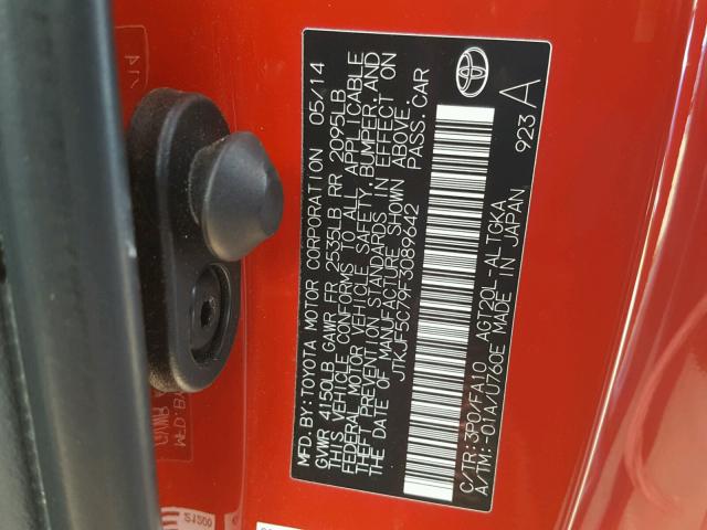 JTKJF5C79F3089642 - 2015 TOYOTA SCION TC 红色 照片 10