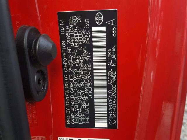 JTKJF5C79E3081717 - 2014 TOYOTA SCION TC Qırmızı foto 10