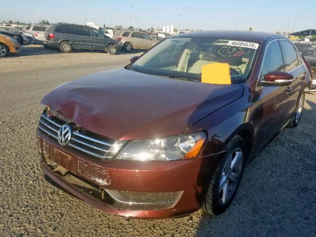 1VWBP7A36DC043930 - 2013 VOLKSWAGEN PASSAT SE BURGUNDY photo 2