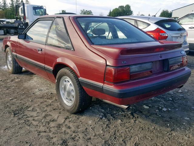 1FABP41E7HF231224 - 1987 FORD MUSTANG LX BURGUNDY photo 3