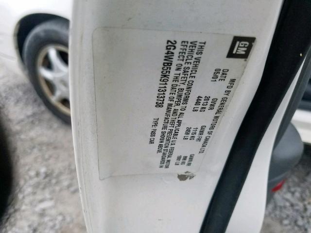 2G4WB55K911313738 - 2001 BUICK REGAL LS 白色 照片 10