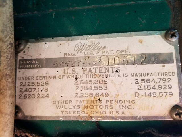 5472710612 - 1955 JEEP WILLEYS GREEN photo 10