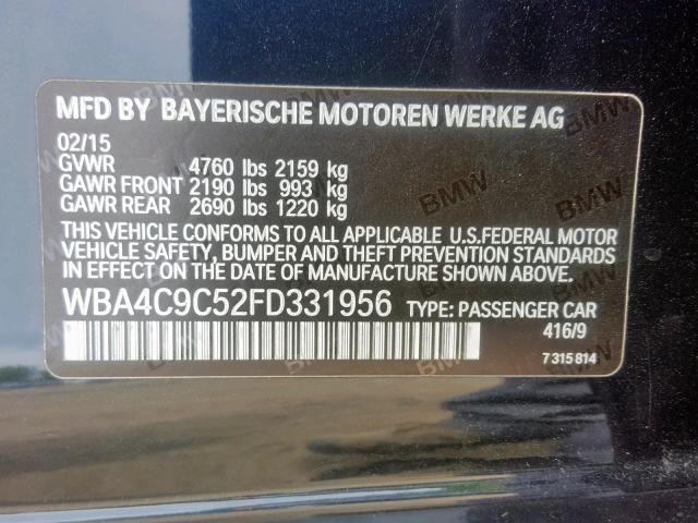 WBA4C9C52FD331956 - 2015 BMW 428 XI BLACK photo 10