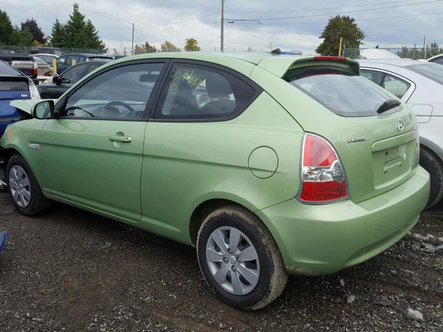 KMHCN3BC5AU164437 - 2010 HYUNDAI ACCENT SE GREEN photo 3