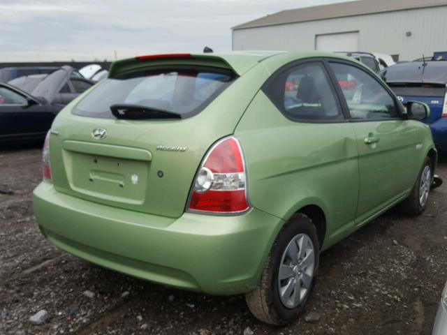 KMHCN3BC5AU164437 - 2010 HYUNDAI ACCENT SE GREEN photo 4