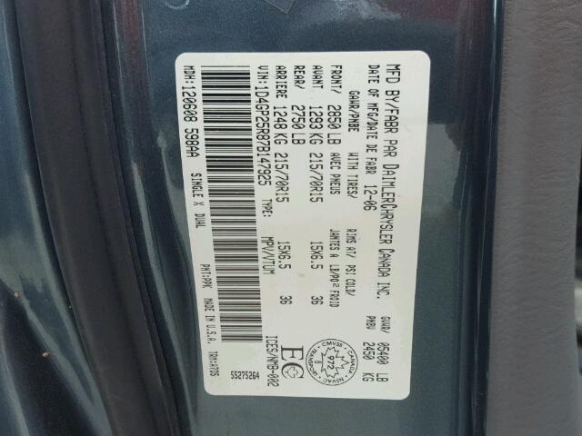 1D4GP25R87B147925 - 2007 DODGE CARAVAN SE GRAY photo 10