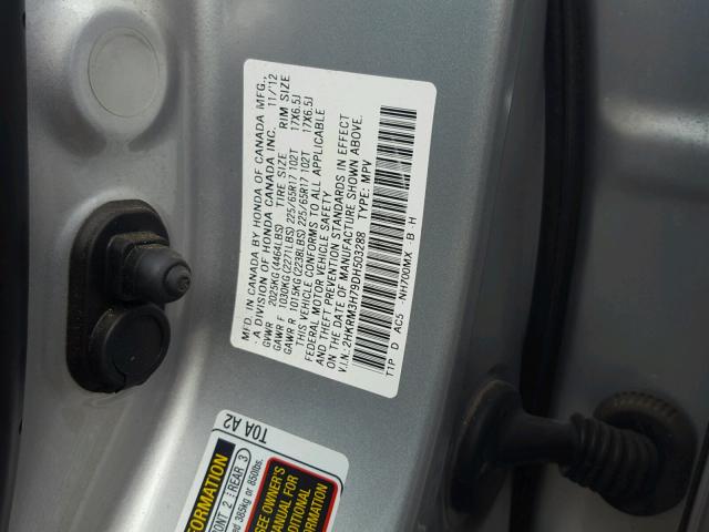 2HKRM3H79DH503288 - 2013 HONDA CR-V EXL SILVER photo 10