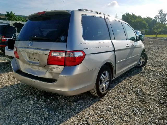 5FNRL38625B408131 - 2005 HONDA ODYSSEY EX SILVER photo 4