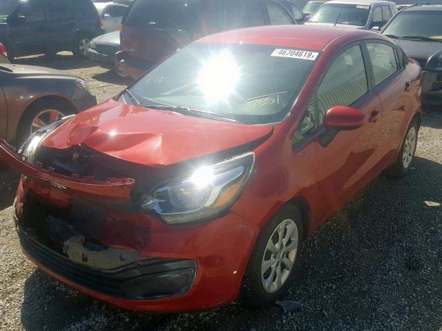 KNADM4A36D6307551 - 2013 KIA RIO LX RED photo 2