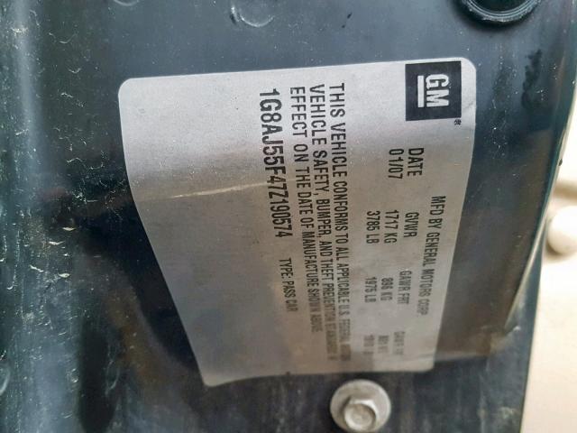 1G8AJ55F47Z190574 - 2007 SATURN ION LEVEL TWO TONE photo 10