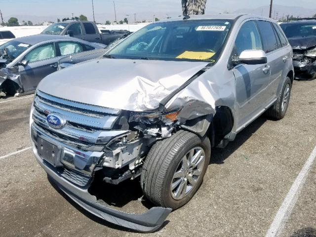 2FMDK4KC1DBA17836 - 2013 FORD EDGE LIMIT SILVER photo 2